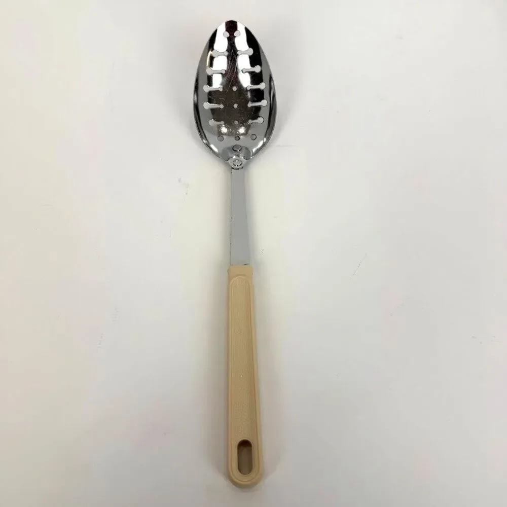 Vintage EKCO Slotted Spoon with Almond Handle, 12 Inches